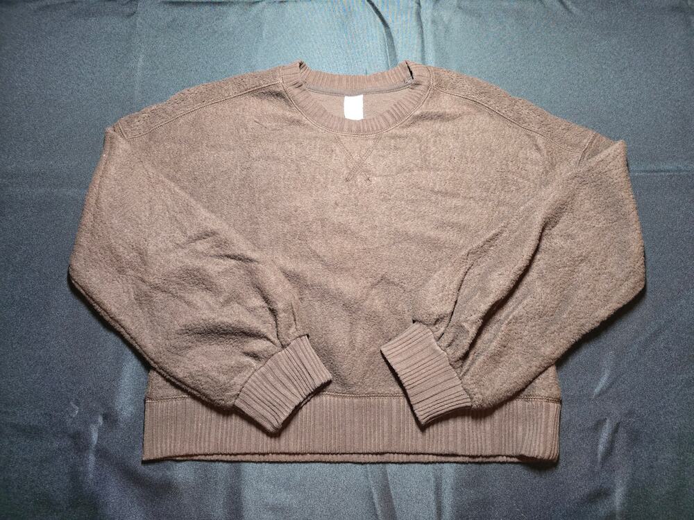 Auden Cozy Brown Rib Trim Pullover Sweatshirt Lounge Top